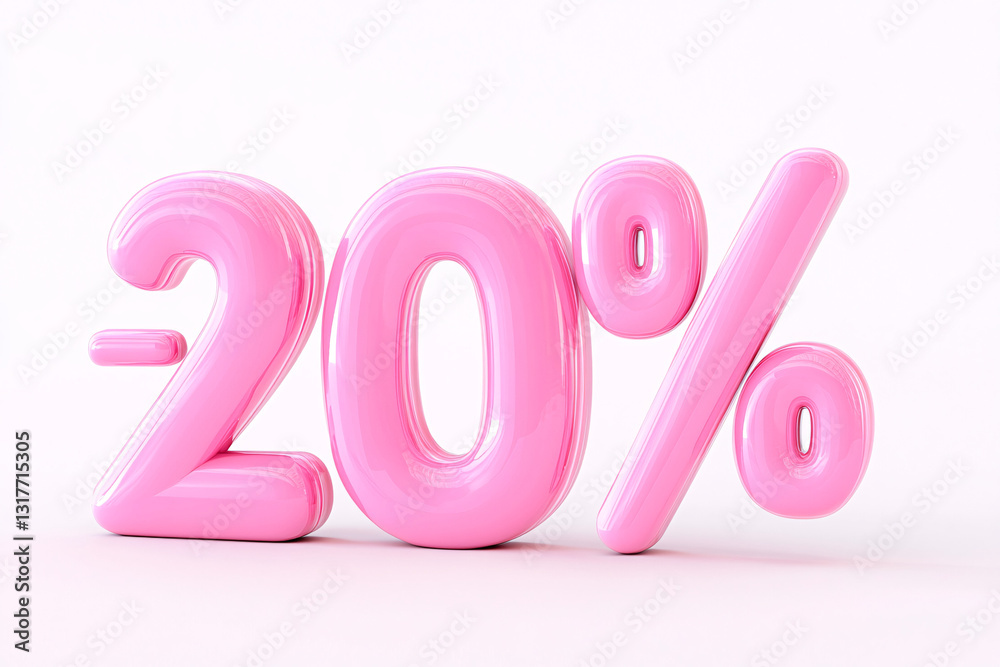 A glossy pink negative 20 percent symbol on a white background indicating a sale discount or promotional offer
A glossy pink negative 20 percent symbol on a white background indicating a sale discount or promotional offer