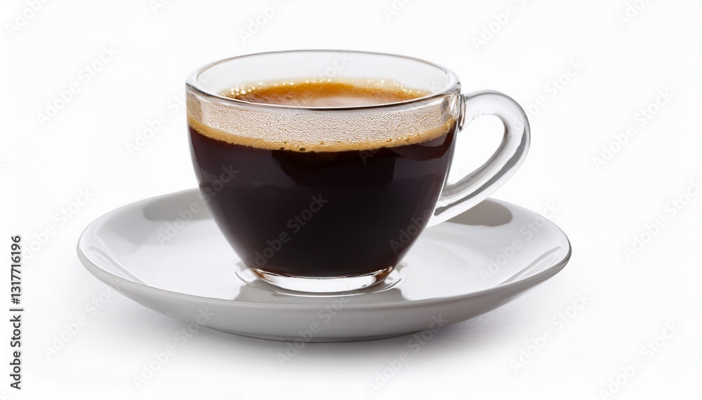 Cup of Americano Coffee on a Saucer Isolated on White Background Cup of Americano Coffee on a Saucer Isolated on White Background