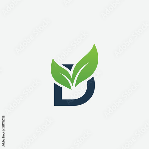 Vector eco organic LEAF D logo vector illustration