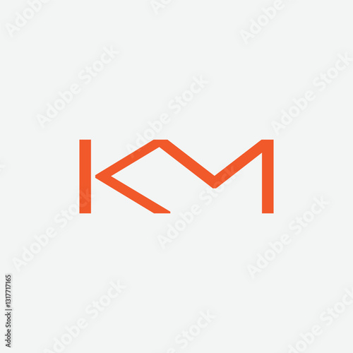 Abstract KM monogram logo design concept
