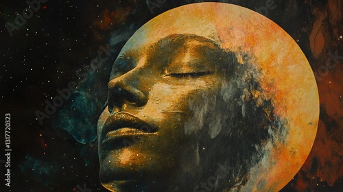 Cosmic Dream: A Golden Celestial Portrait