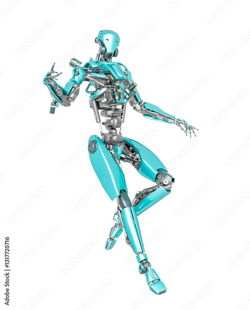 apocalypse cyborg is floating on the air