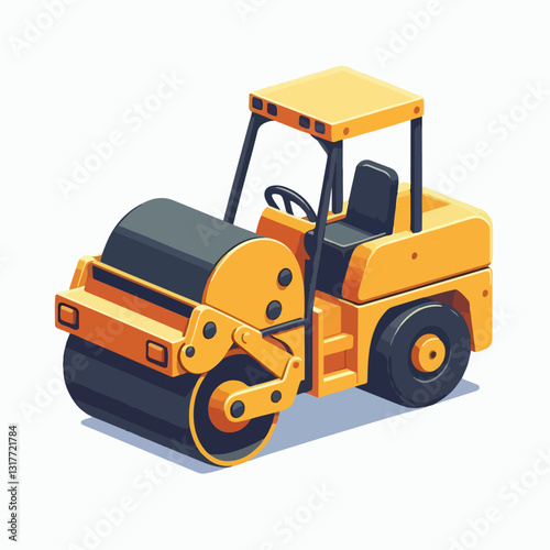 heavy equipment roller compactor vector illustration