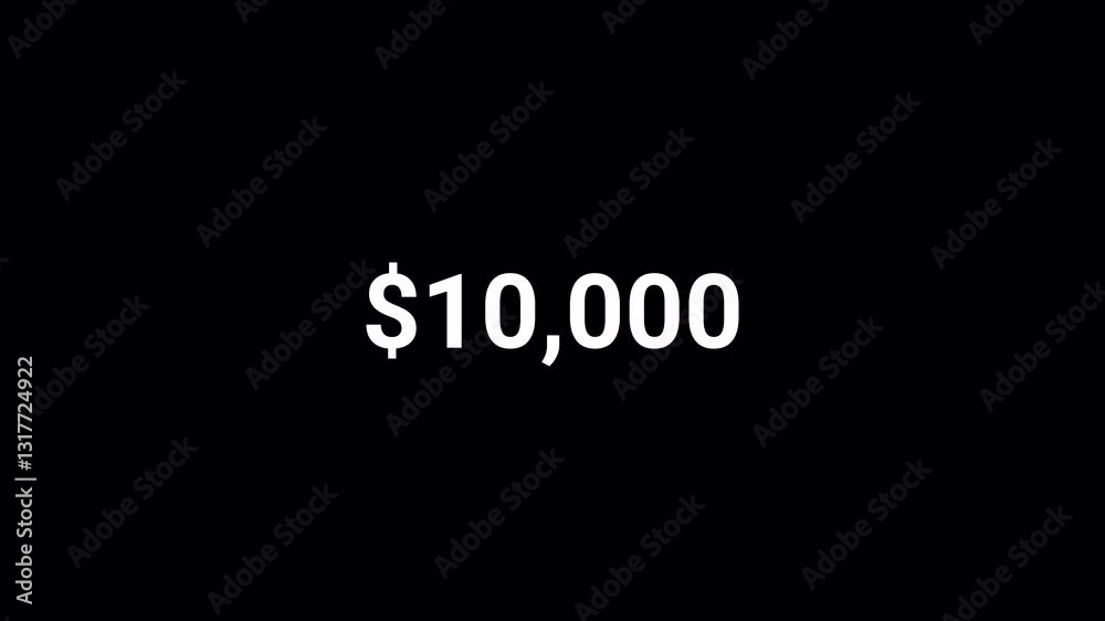 Number counter animation from 0 to $10000 on a transparent background with alpha channel, Counting number animation Number counter animation from 0 to $10000 on a transparent background with alpha channel, Counting number animation