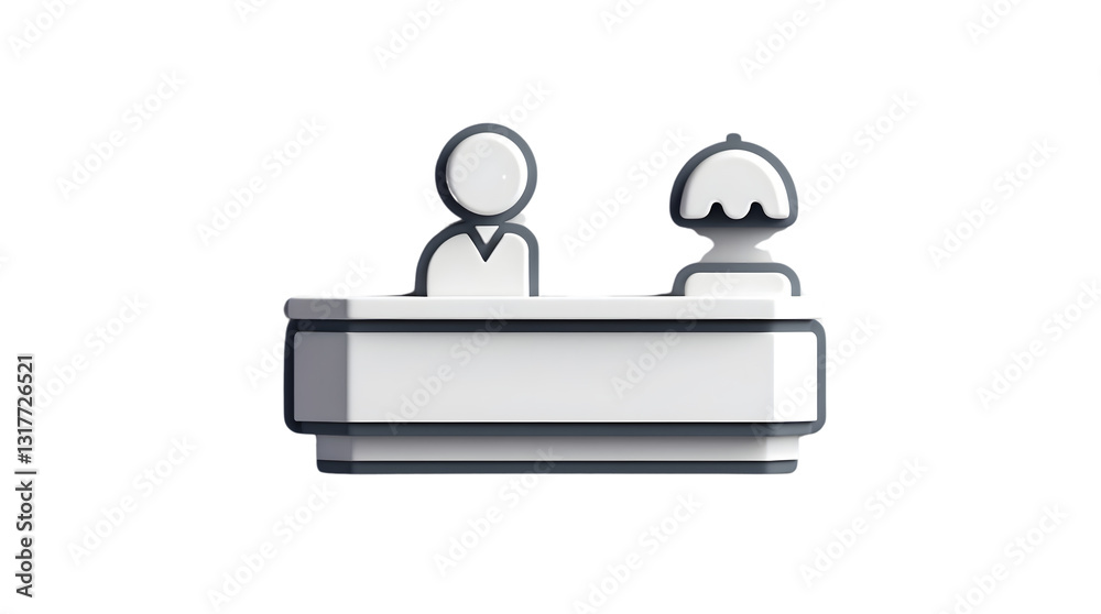 Reception Desk with Staff Figures: Modern Office Setup for Professional Environments Reception Desk with Staff Figures: Modern Office Setup for Professional Environments