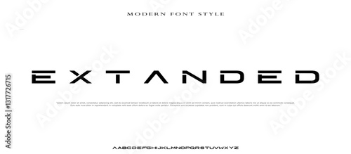 Modern Bold Font. Extended Font. Typography urban style alphabet fonts for fashion, sport, technology, digital, movie, logo design, vector illustration
