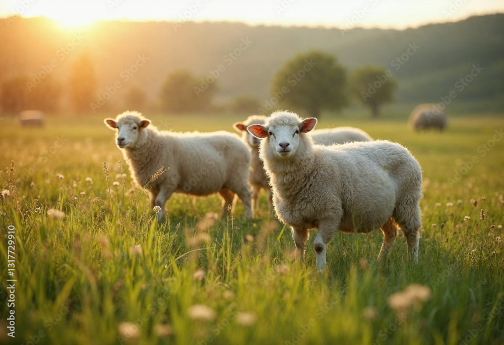 Fototapeta premium sheep and lamb