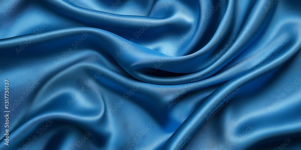 Obraz premium Blue silk fabric, draped, soft folds