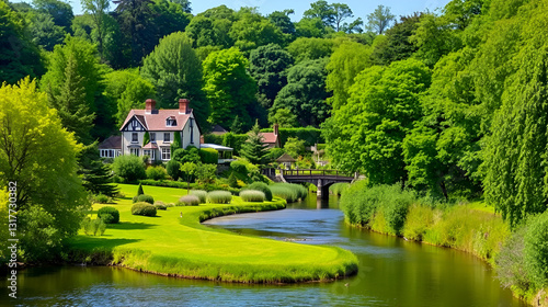 Greenway Hous and Garden over River Dart, Home of Agatha Christie, Greenway, Galmpton, Devon, England photo