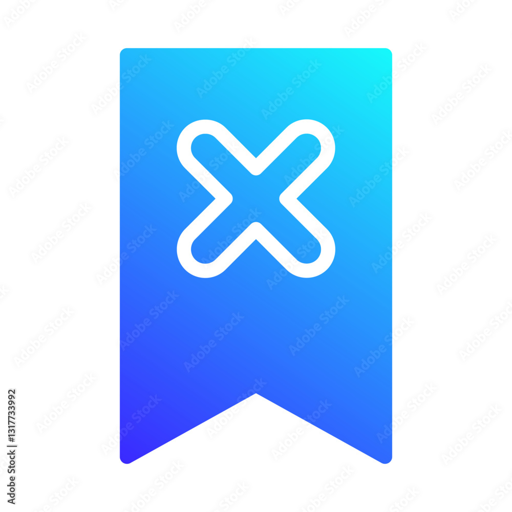 Obraz premium Error Mark Icon, Cancel Button Sign, Blue Gradient