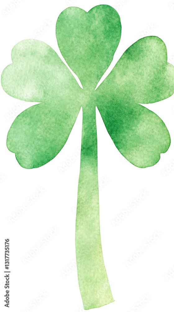 Watercolor clover illustration on white, St. Patrick's Day Watercolor clover illustration on white, St. Patrick's Day