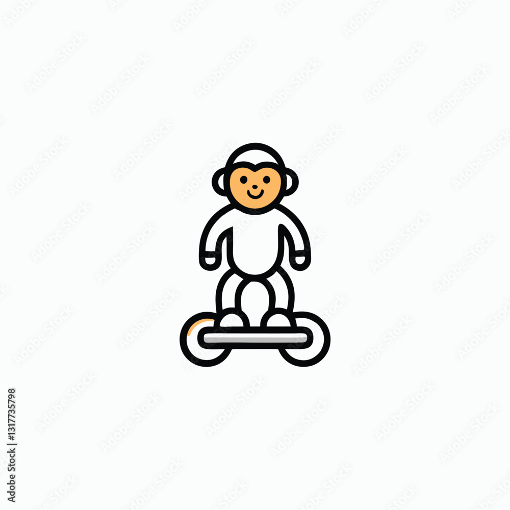 Cute Monkey Playing Skateboard Cartoon Vector Icon Illustration. Cute Monkey Playing Skateboard Cartoon Vector Icon Illustration.