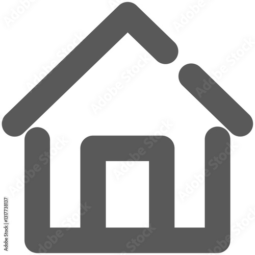 A Cozy Home, A Safe Haven, Offering Warmth And Comfort, Depicted In Simple Grey Lines On A White Background