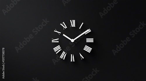 Classic Minimalist Clock Design: Time's Elegance on Black