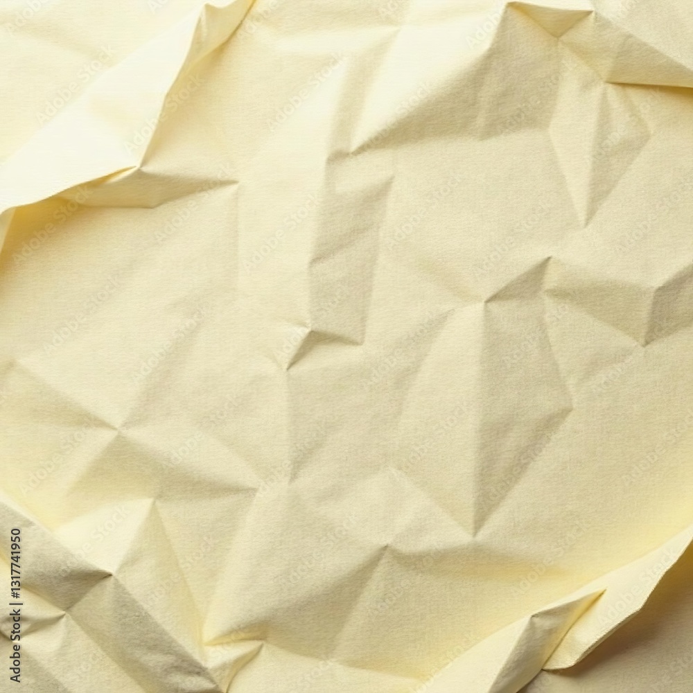Obraz premium White paper sheet with multiple folds and wrinkles in a messy pattern, top view, messy, surface