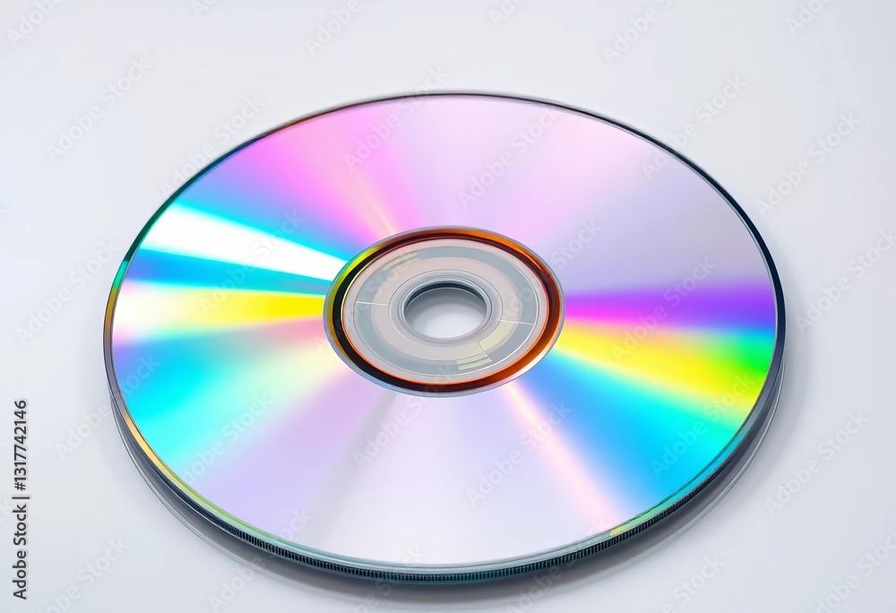White CD with subtle rainbow color variations, reflective surface, shade, abstract White CD with subtle rainbow color variations, reflective surface, shade, abstract