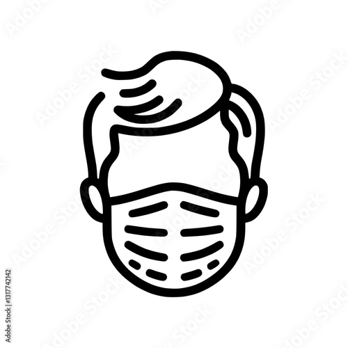 Face mask icon worn by a person representing health, safety, and protection