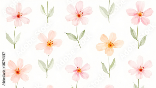 flower stye water color ,clip art ,isolated on white,random color of flower,seamless pattern

