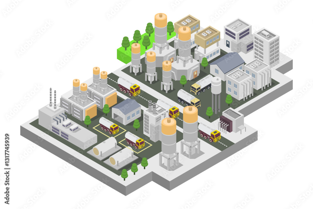 Fototapeta premium Concrete factory isometric