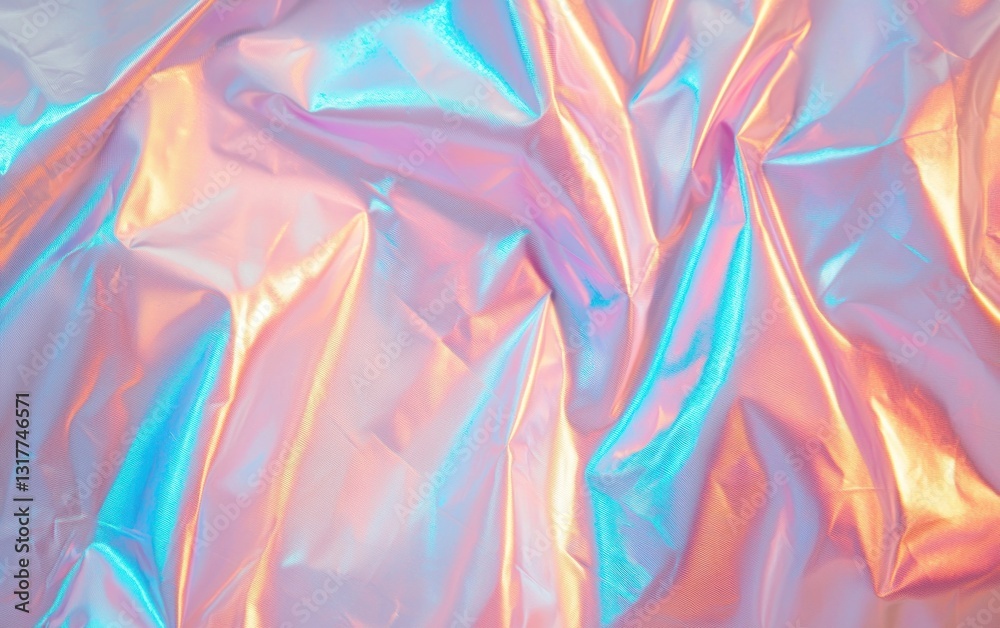 Iridescent Fabric with Pastel Pink, Blue, and Orange Hues Iridescent Fabric with Pastel Pink, Blue, and Orange Hues