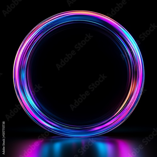 A vibrant colorful light ring is displayed on a dark background