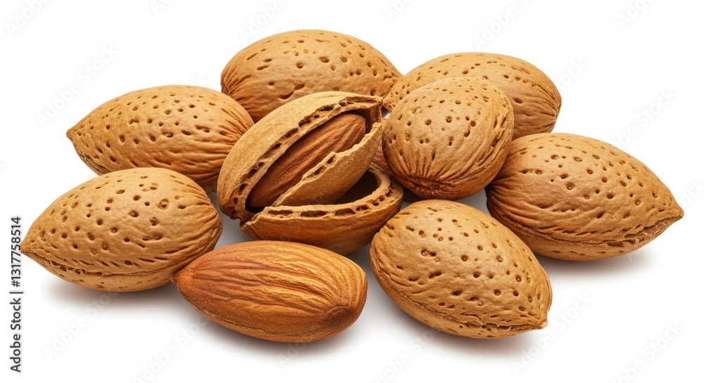 Isolated Almonds with Shells Isolated Almonds with Shells