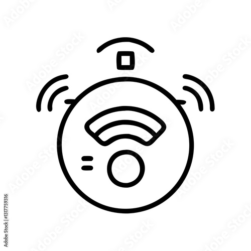 Robot vacuum cleaner icon with signal waves, home automation concept