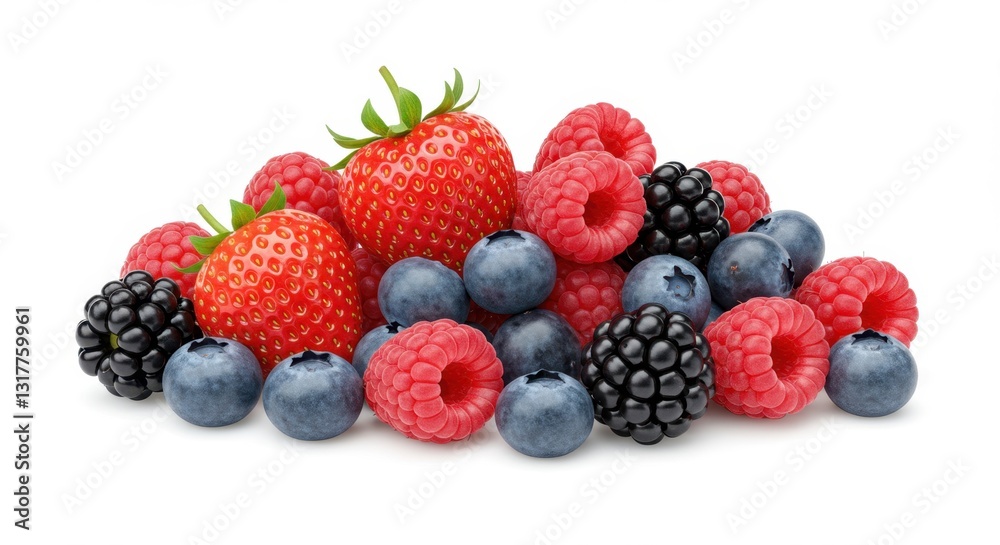 Mixed Berries Isolated on White Background Mixed Berries Isolated on White Background