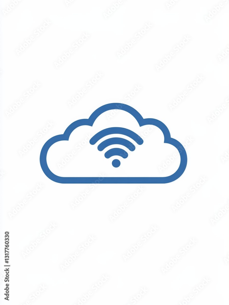 a cloud with a wireless icon, blue color scheme a cloud with a wireless icon, blue color scheme