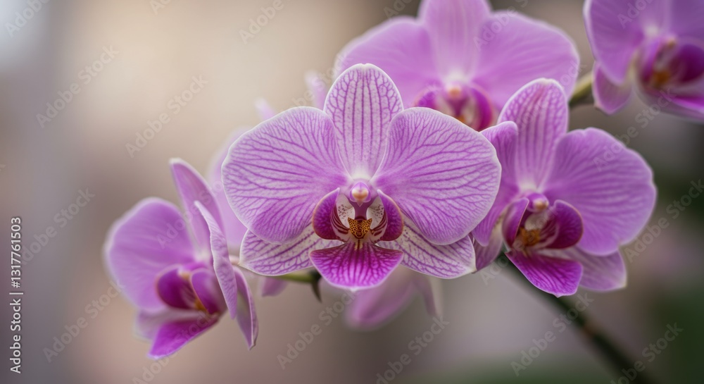 Close-up Purple and White Orchids with Bokeh Close-up Purple and White Orchids with Bokeh