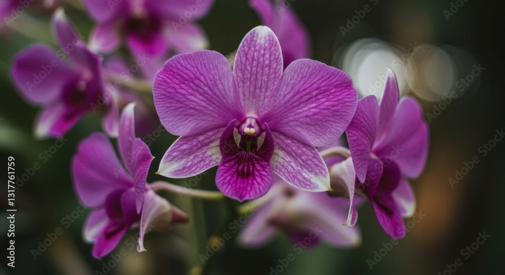 Fototapeta premium Macro Photography of Purple and White Orchids