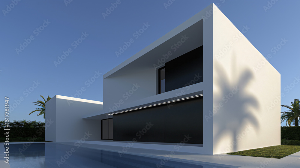 A Modern Oasis of Tranquility Architectural Visualization of a Luxurious Minimalist Villa Nestled A Modern Oasis of Tranquility Architectural Visualization of a Luxurious Minimalist Villa Nestled