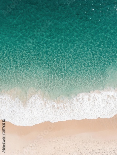 Obraz na płótnie Vibrant Top-Down View of Tropical Ocean and Beach - Aesthetic Content for Instagram, Pinterest, Social Media Marketing w salonie