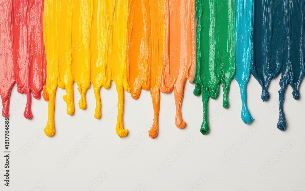 Naklejka premium Rainbow Paint Drips on White Background