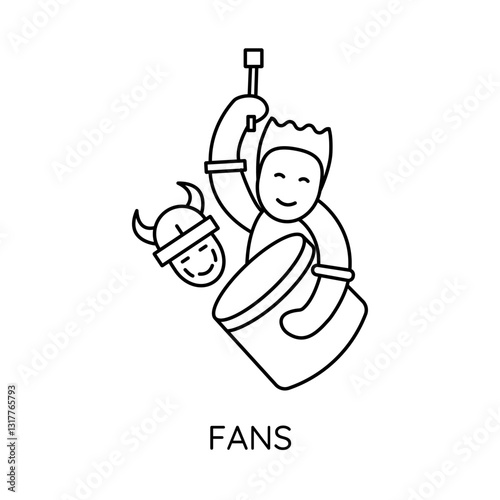 Fans – Passionate Supporters Showcasing Team Spirit in Football Icon with Editable Stroke