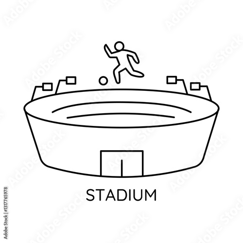 Stadium – The Grand Stage for Football Matches and Fans Icon with Editable Stroke