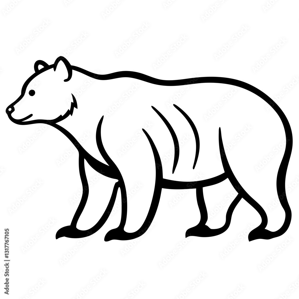 Obraz premium a simple vector illustration of a bear walking across a surface, in a minimalist style 