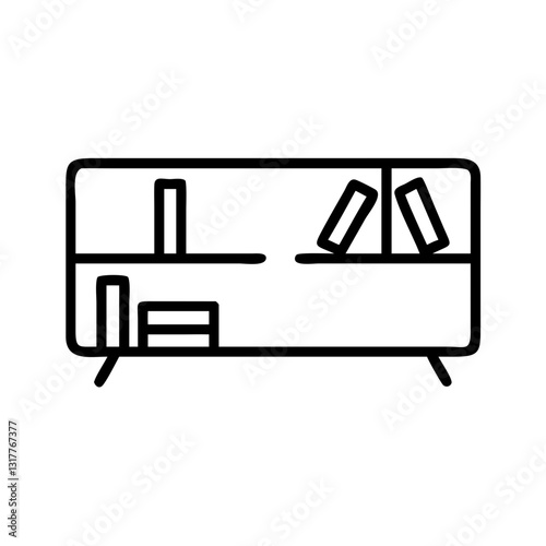 a bookshelf filled with books, a simple black and white illustration vector icon illustration