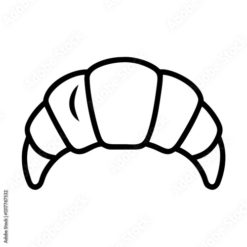 line art croissant, a classic pastry with a golden, flaky crust, vector icon illustration