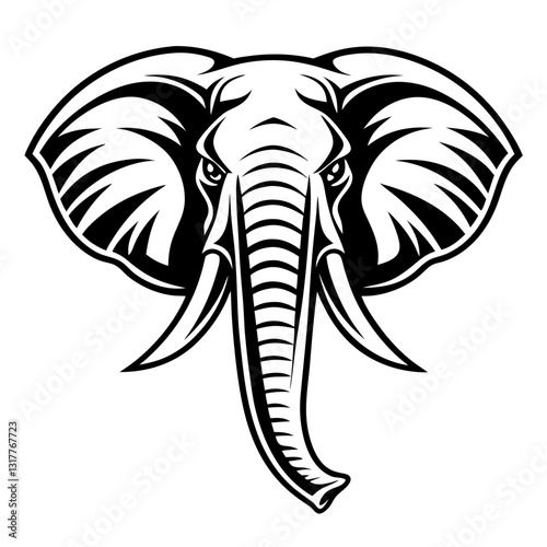 Wallpaper Mural an elegant vector illustration of an elephant's head, showcasing its majestic features in black and white Torontodigital.ca