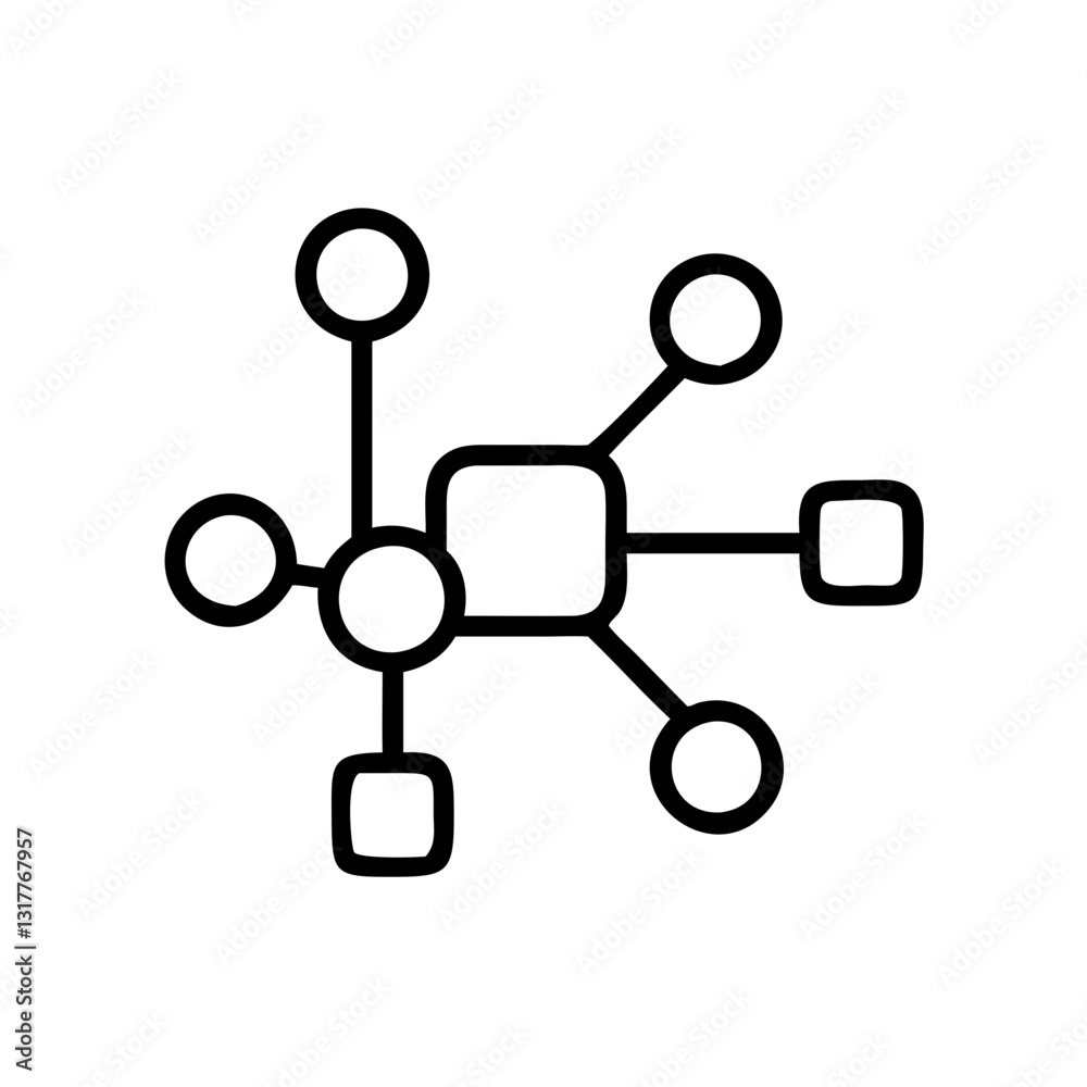 a network design with interconnected nodes and links, illustrating a system or structure, vector icon illustration a network design with interconnected nodes and links, illustrating a system or structure, vector icon illustration