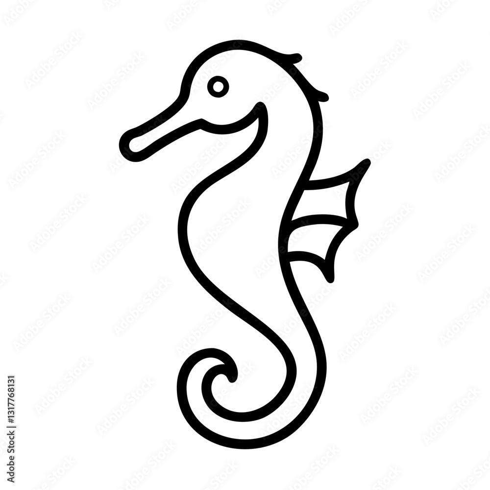 a seahorse vector icon illustration in black outline a seahorse vector icon illustration in black outline
