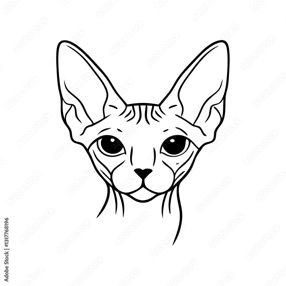 a detailed black and white illustration of a sphinx cat head, showcasing its unique features and captivating gaze. This vector graphic is perfect for animal lovers. a detailed black and white illustration of a sphinx cat head, showcasing its unique features and captivating gaze. This vector graphic is perfect for animal lovers.