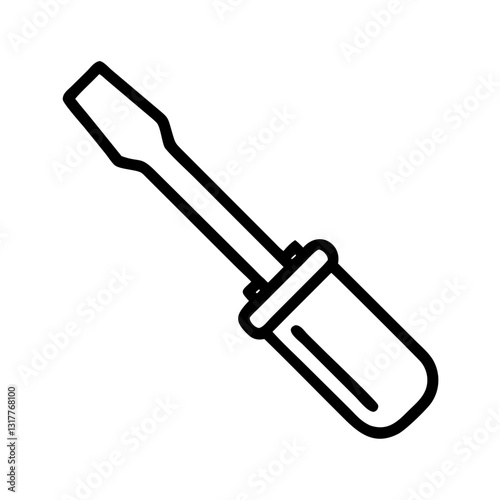 a vector image of a simple screwdriver, used for tightening and loosening screws. The screwdriver is black and has a simple, clean design, vector icon illustration