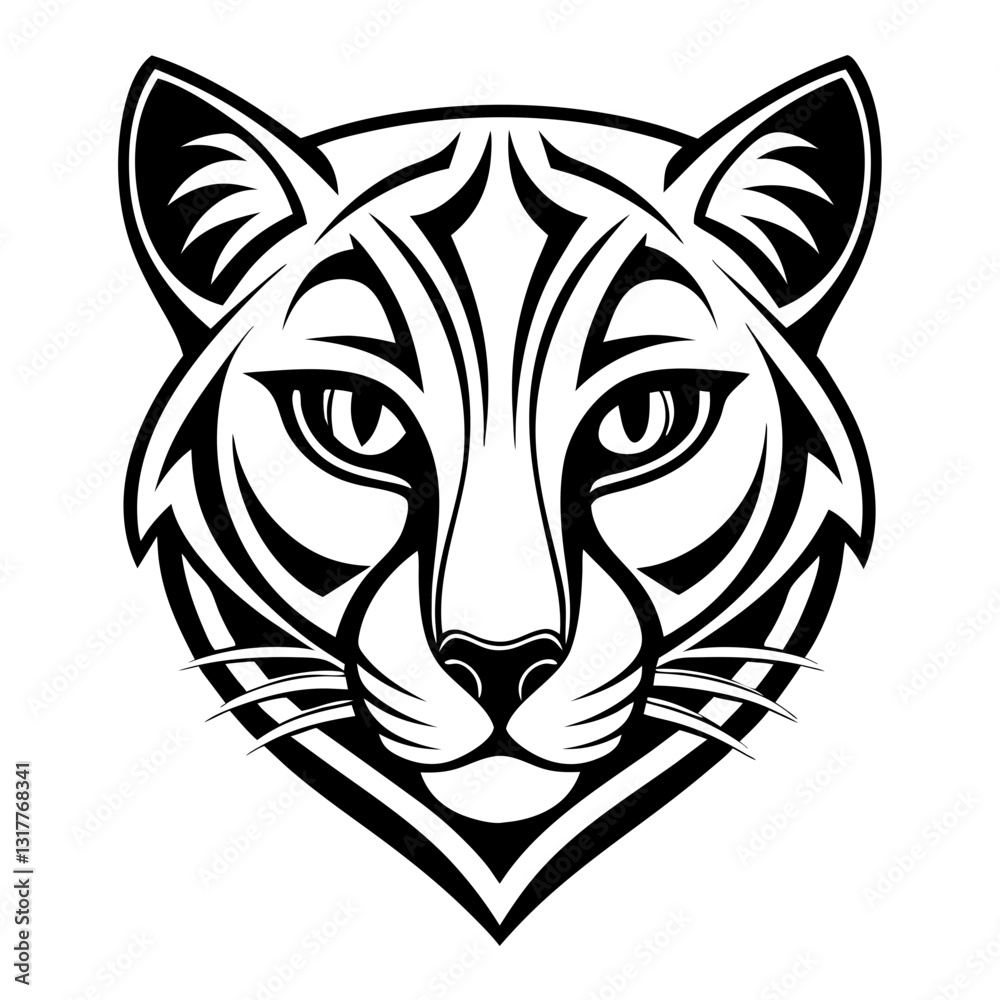 a powerful illustration of a leopard's face, showing intensity, sharp eyes, and intricate tribal patterns a powerful illustration of a leopard's face, showing intensity, sharp eyes, and intricate tribal patterns