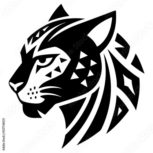 a stylized vector illustration of a black panther profile with decorative tribal patterns 