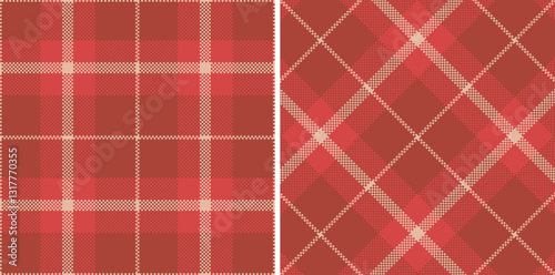 Modern Metallic Light Peach Seamless Madras Plaid Textile Design