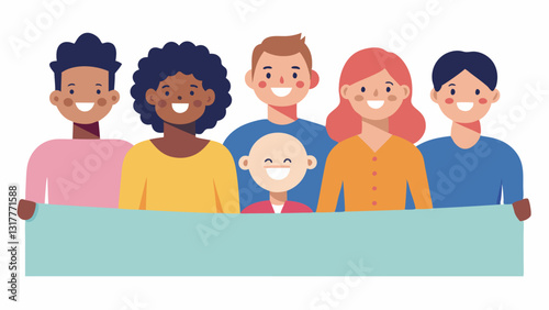 People Holding a Banner A group of diverse smiling figures holding a banner that reads Together in Vulnerability. This represents community support and the beauty of sharing ones
