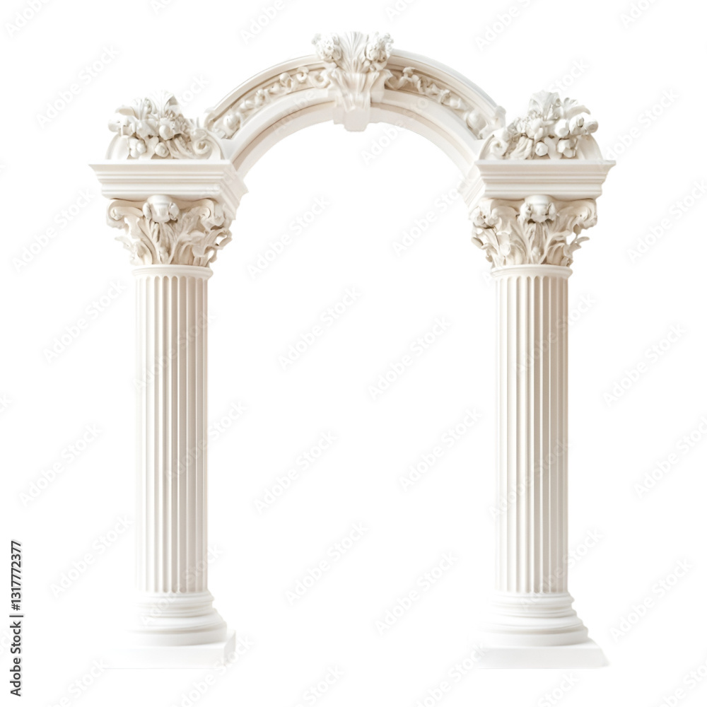 Elegant white marble archway with ornate columns a timeless symbol of grandeur and classic beauty Elegant white marble archway with ornate columns a timeless symbol of grandeur and classic beauty