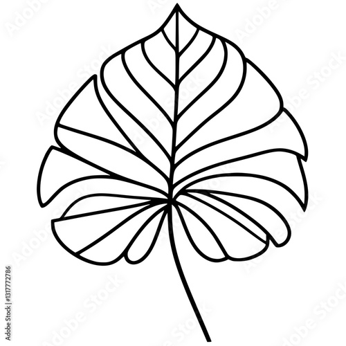 One line taro leaf silhouette
